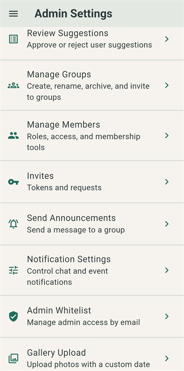 ShallWe admin settings screen