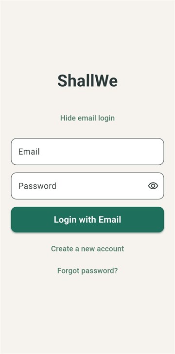 ShallWe login screen
