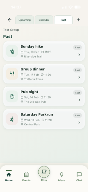 ShallWe iPhone events screen